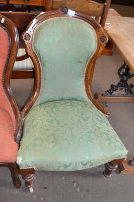 Lot 825 - A shield back chair mahogany framed with green...