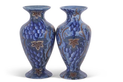 Lot 93 - A pair of Bursley ware vases with a blue Art...