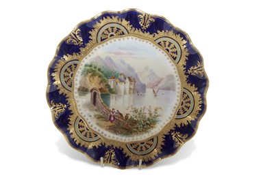 Lot 47 - 19th Century Derby plate the centre painted...