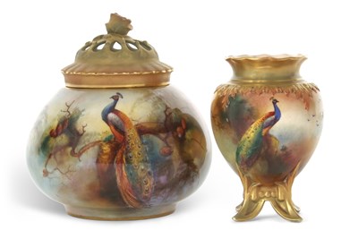 Lot 52 - A Royal Worcester globular vase with pierced...