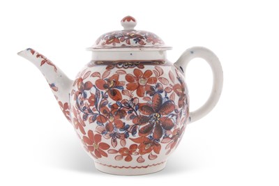 Lot 120 - A Lowestoft porcelain teapot circa 1780,...