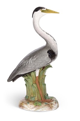 Lot 137 - A large Meissen porcelain model of a heron,...