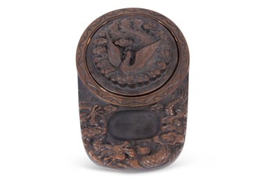 Lot 150 - A Chinese carved box and cover, the cover...