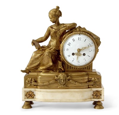 Lot 392 - A French 19th Century gilt brass mantel clock...