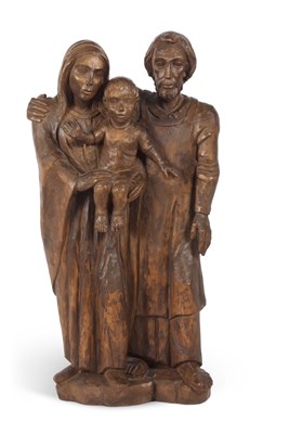 Lot 439 - A contemporary carved oak figure group, Mary,...