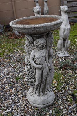 Lot 11 - Composite bird bath moulded with female...