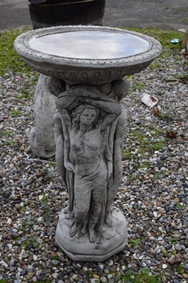 Lot 11 - Composite bird bath moulded with female...
