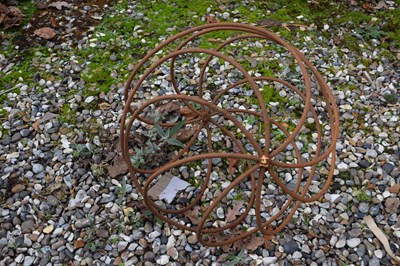 Lot 14 - Metal garden ornament formed as a globe,...