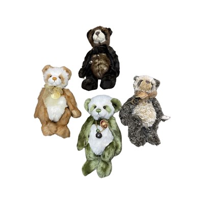 Lot 317 - Four Charlie Bears pandas with original tags,...