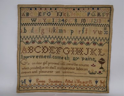 Lot 166 - An early 19th century sampler, with polychrome...