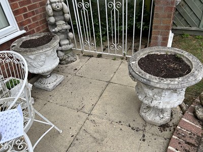 Lot 9 - A pair of composite garden urns, height approx...