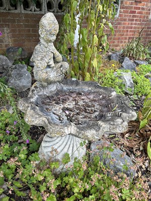 Lot 18 - A pair of composite garden bird baths (a/f),...