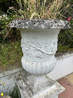 Lot 46 - Composite garden urn, height approx 95cm,...