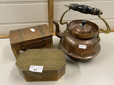 Lot 41 - Mixed Lot: Copper kettle together with two...