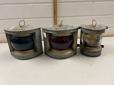 Lot 47 - Set of three boat lanterns marked Mast Head...