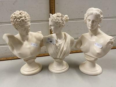 Lot 48 - Three small contemporary Greek resin busts