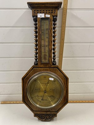 Lot 54 - Early 20th Century oak cased barometer marked...