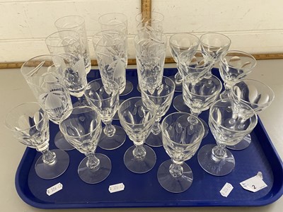 Lot 2 - A tray of assorted clear drinking glasses