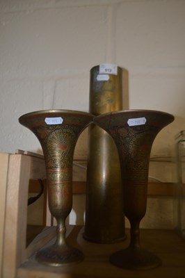 Lot 512 - A pair of Indian brass vases together with a...