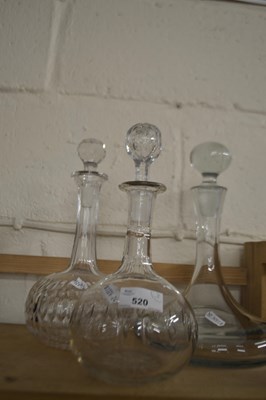 Lot 520 - Three various clear glass decanters