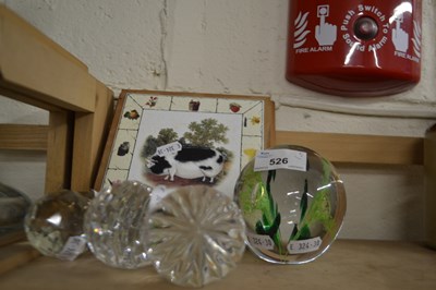 Lot 526 - Mixed Lot: Paperweight, tile stand, decanter...