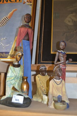 Lot 565 - Collection of modern resin figures of African...