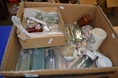 Lot 612 - Mixed Lot: Various vintage bottles, dolls head...