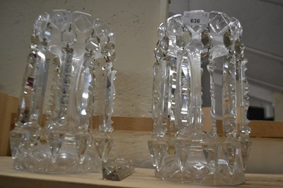 Lot 636 - Pair of cut glass table lustres each approx...