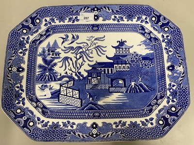 Lot 207 - Willow pattern meat plate