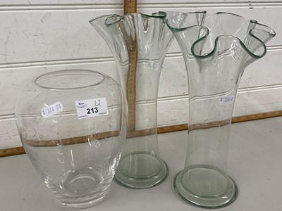 Lot 213 - Three various clear glass vases