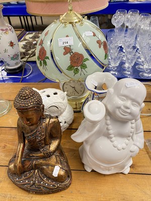 Lot 214 - Mixed Lot: Buddha ornaments, table lamp etc