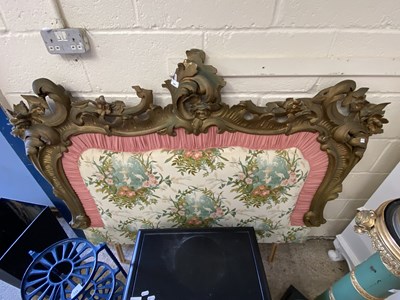 Lot 229 - Gilt framed and floral upholstered headboard,...