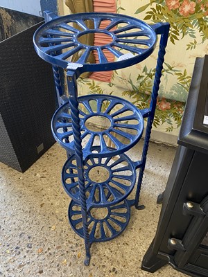 Lot 232 - Blue painted iron pot stand