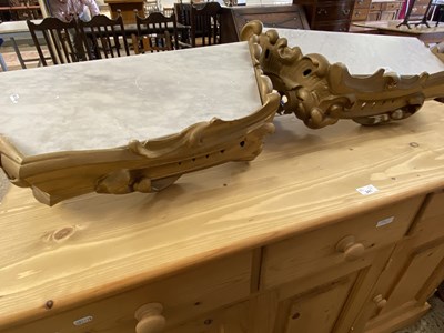 Lot 240 - Pair of modern marble topped wall brackets,...