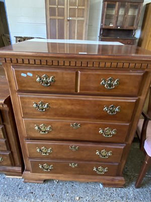 Lot 249 - Modern mahogany chest of drawers with brass...