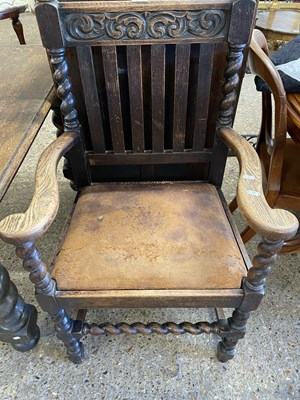 Lot 283 - Early 20th Century oak carver chair with...