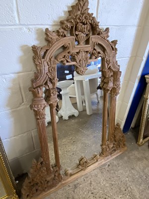 Lot 323 - Modern over mantel mirror in floral carved...