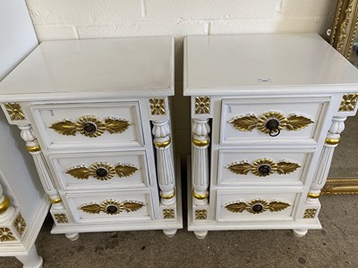 Lot 325 - Pair of modern white painted and gilt finish...