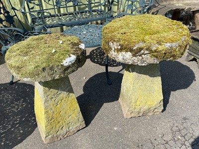 Lot 339 - Two staddle stones of slightly differing...