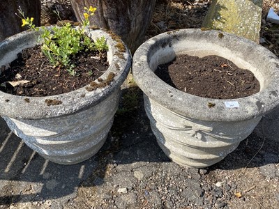 Lot 341 - Pair of 20th Century concrete planters with...