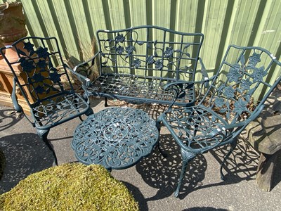 Lot 346 - Modern metal garden two seater chair with a...