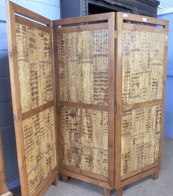 Lot 585 - 20th Century teak framed and bamboo mounted bi-...