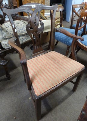 Lot 608 - Georgian mahogany armchair with striped...