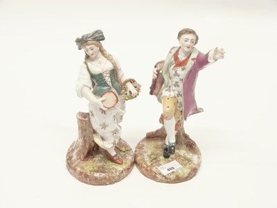 Lot 425 - Two Meissen style figures of musicians...