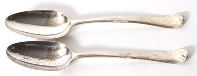 Lot 19 - Two George III silver tablespoons engraved...