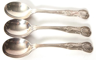 Lot 21 - Three Edward VII silver Kings pattern soup...