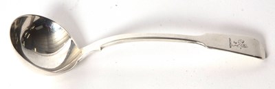 Lot 24 - William IV silver fiddle pattern sauce ladle...