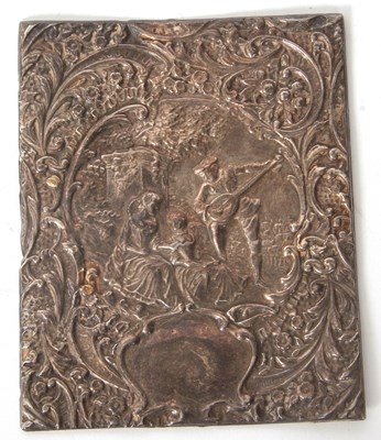 Lot 66 - A hallmarked silver book cover, elaborately...