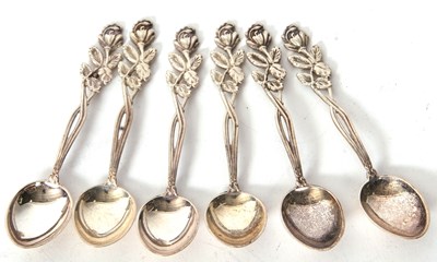 Lot 77 - A cased set of six silver Russian teaspoons...