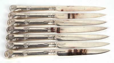 Lot 86 - Seven George IV silver bladed knives, London...